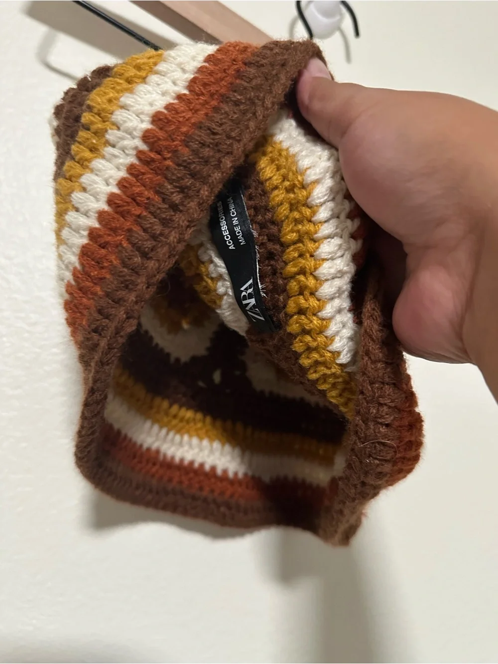 Zara Crochet Knit Flower Bucket Hat - Brown/Yellow/White